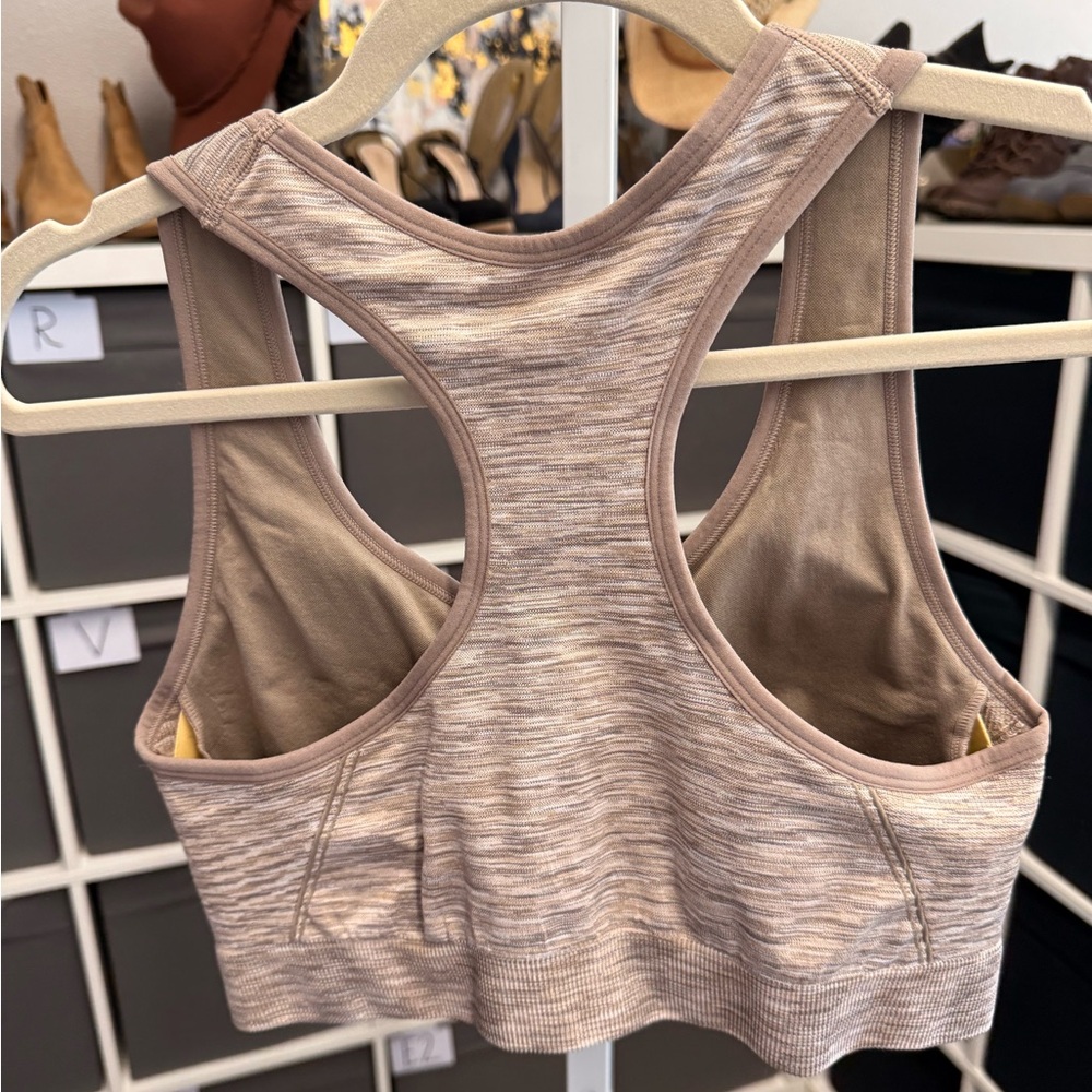 Avia Heathered Tan Zip-Front Sports Bra - Picture 3 of 6